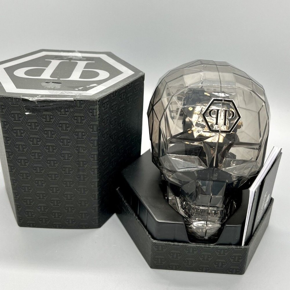 PHILIPP PLEIN Men's Automatic The $keleton Black & Gold-Tone Tonneau Strap Watch - Picture 8 of 9
